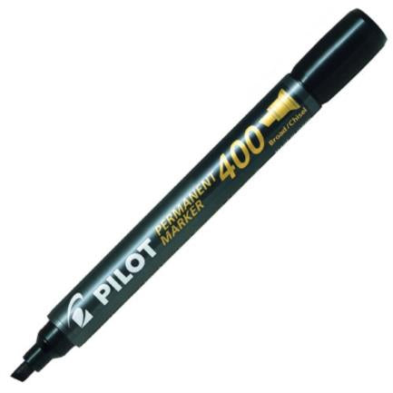 PILOT PEN - Marcador Permanente Pilot SA400 Cincel Color Negro Caja C/12 Pzas