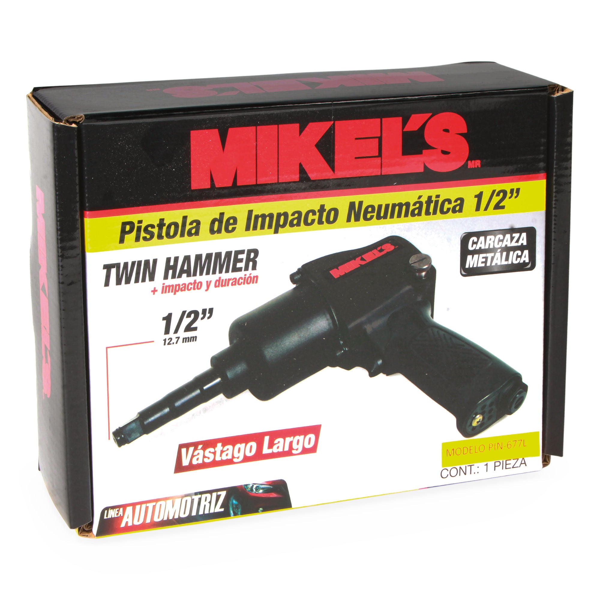 Pistola de impacto neumática vástago largo  (1/2”, 500 lb/ft)