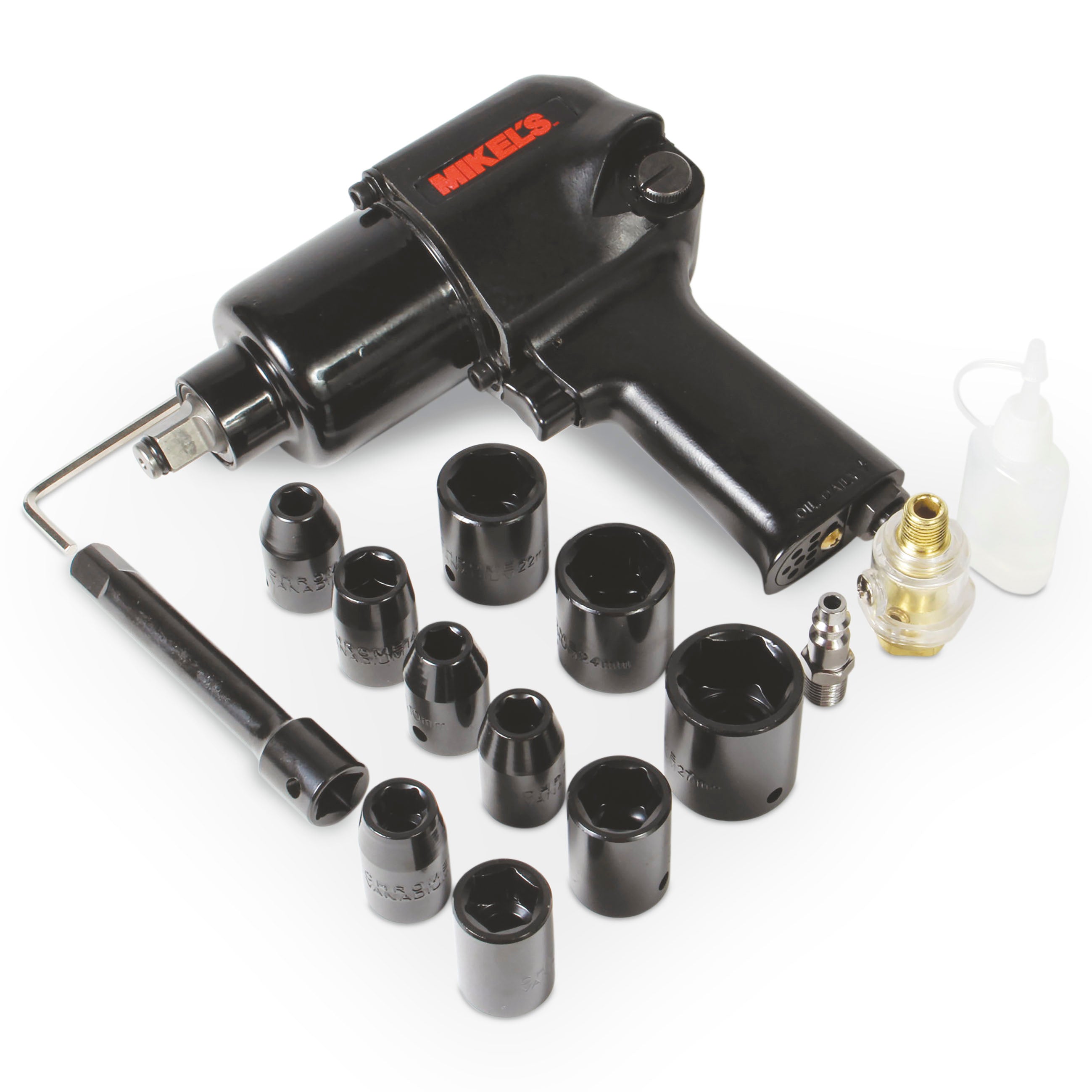 Pistola de impacto neumática (1/2”, 529 lb/ft) con kit de 10 dados