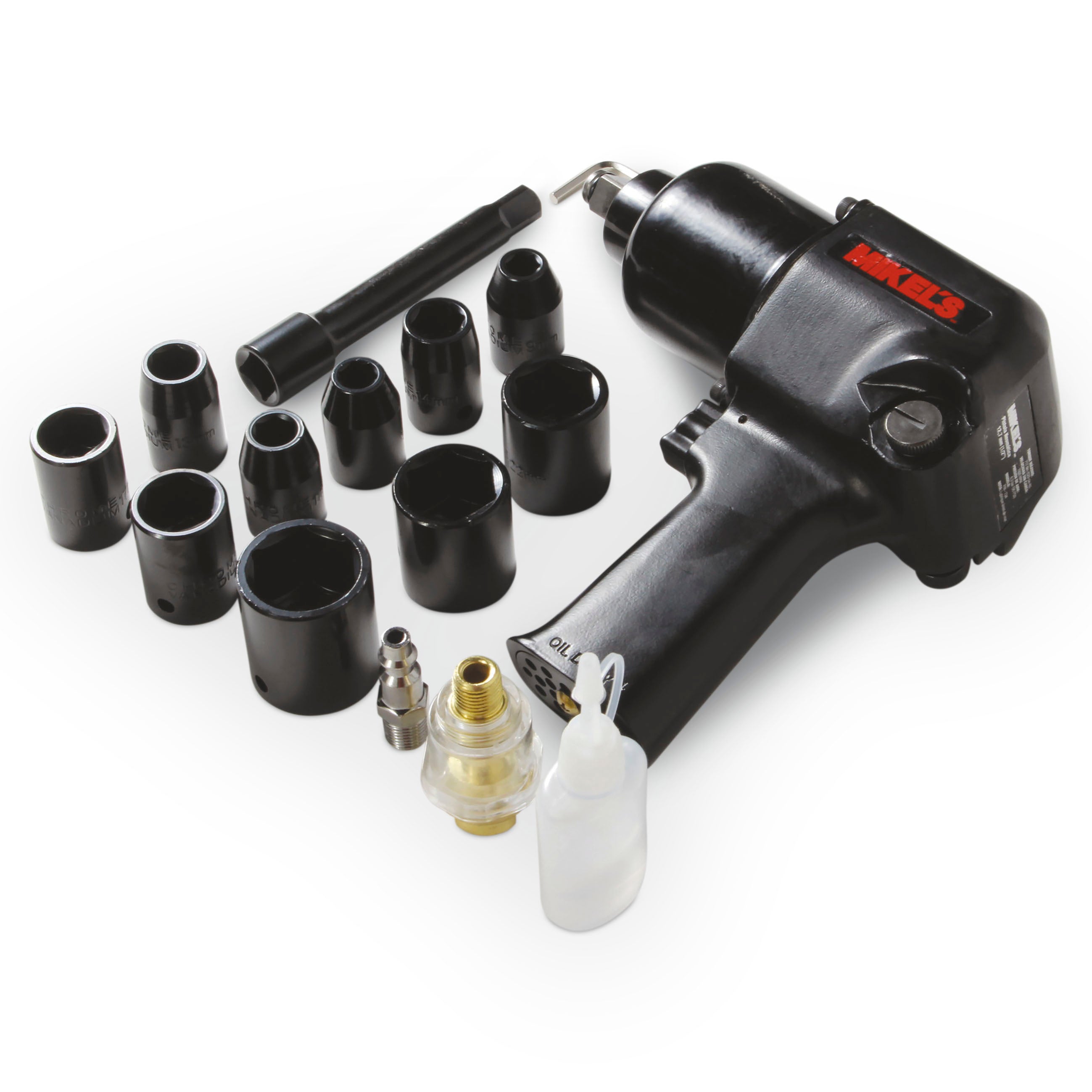 Pistola de impacto neumática (1/2”, 529 lb/ft) con kit de 10 dados