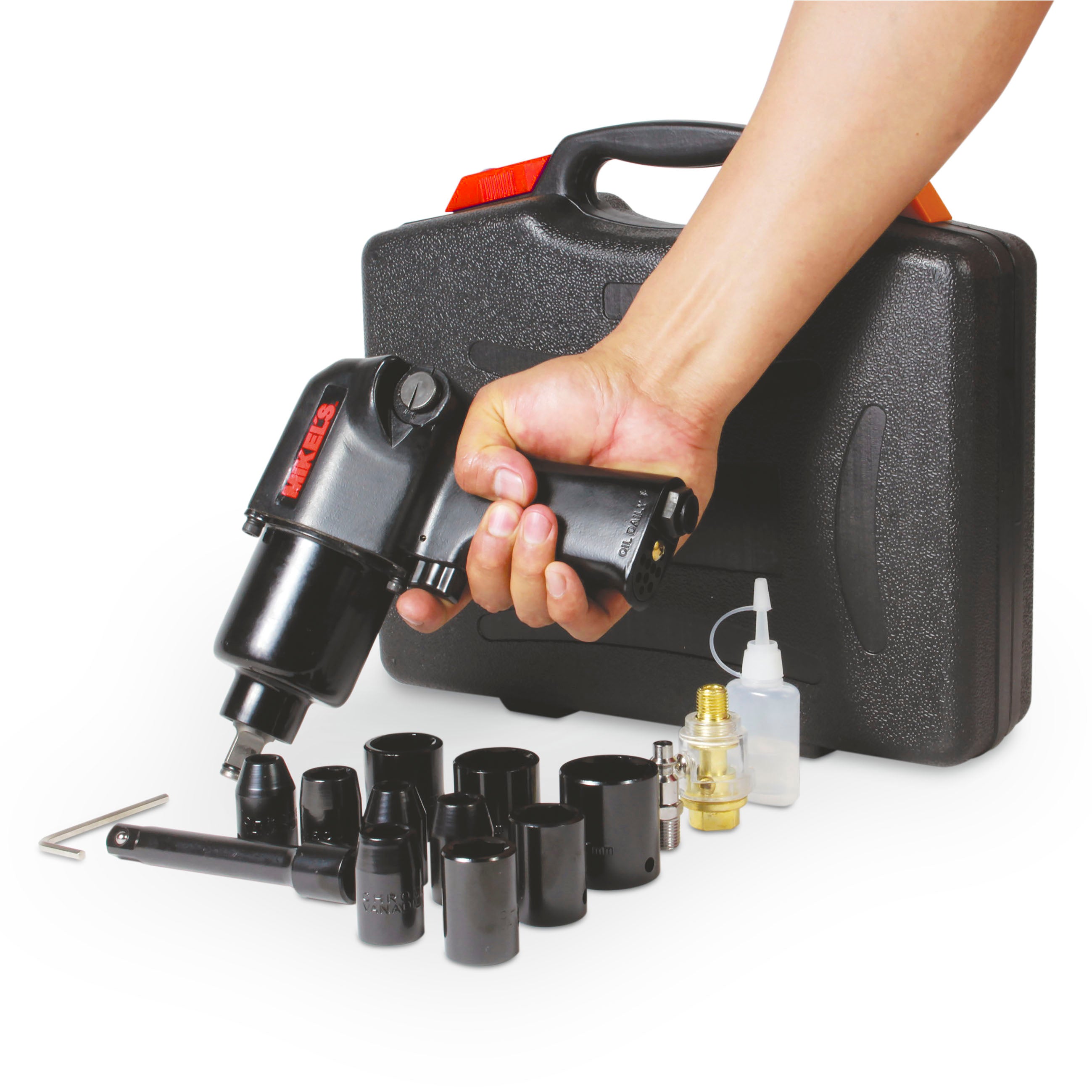 Pistola de impacto neumática (1/2”, 529 lb/ft) con kit de 10 dados
