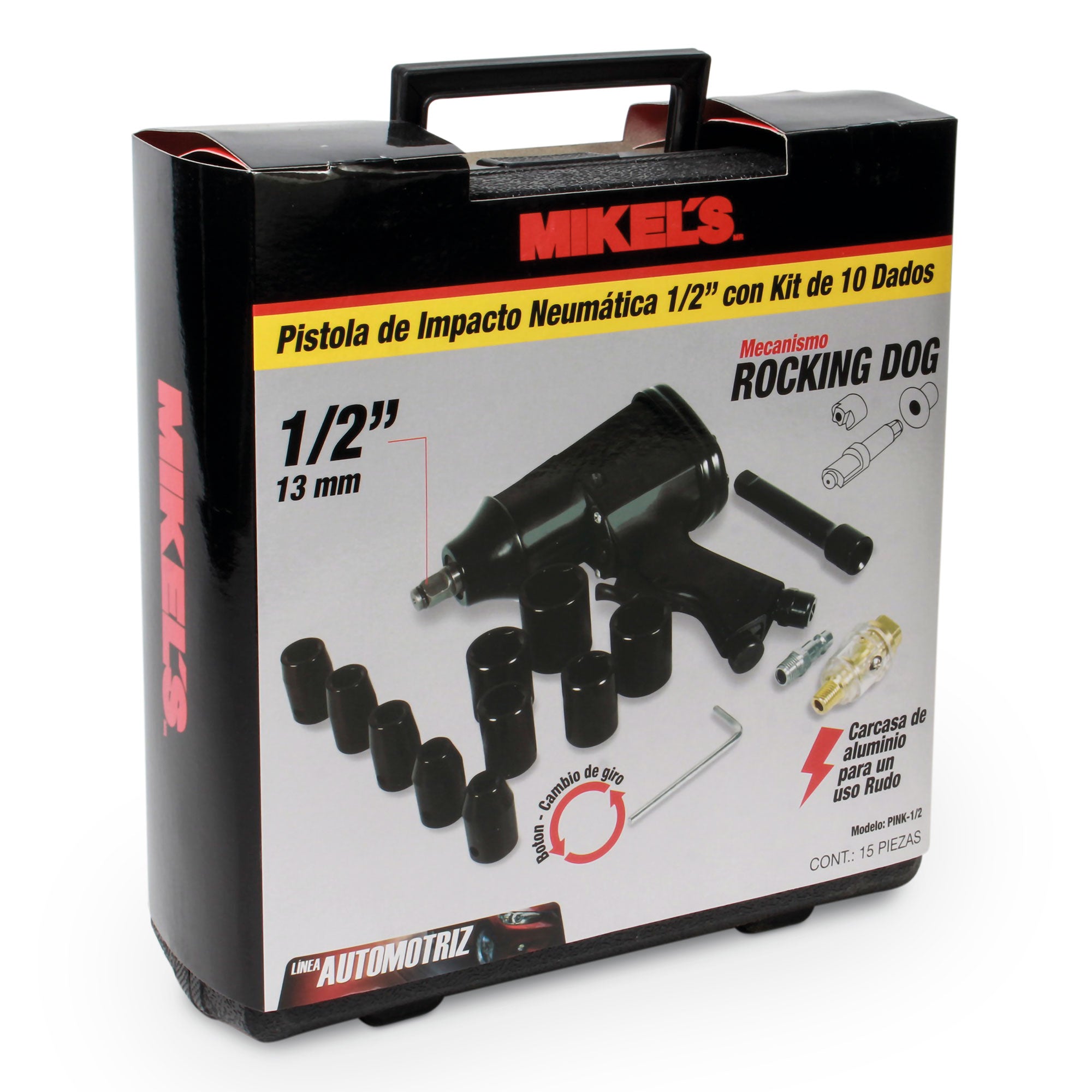 Pistola de impacto neumática con kit de 10 dados (1/2”, 320 lb/ft)