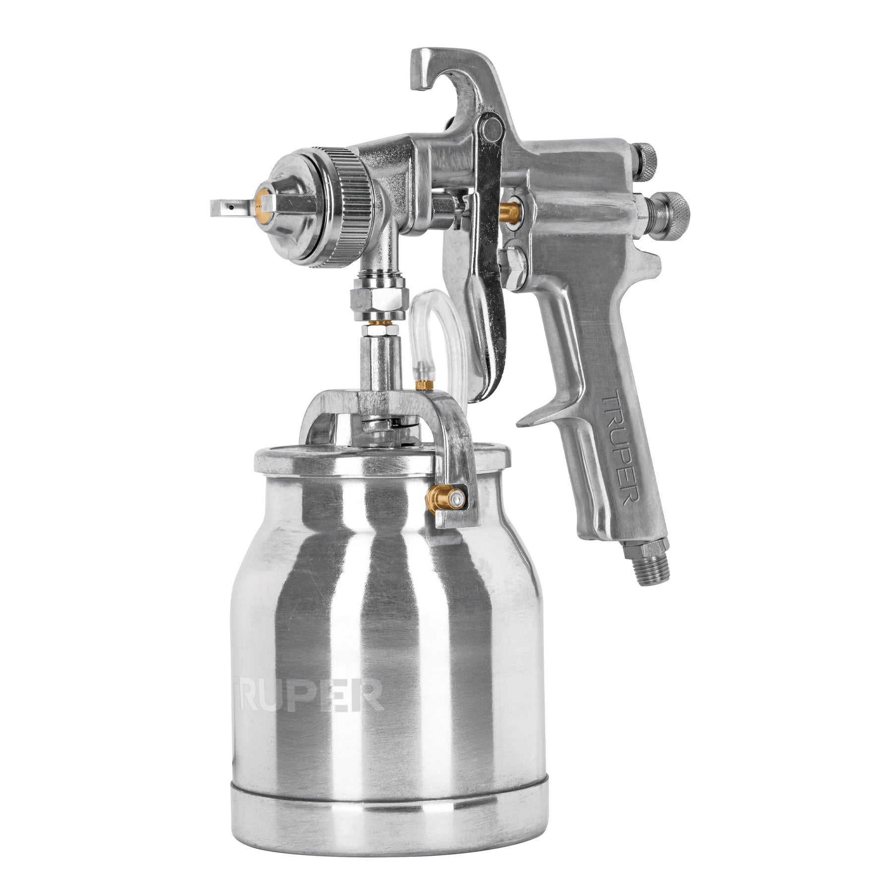 Pistola p/pintar succion HVHP vaso alum, 1.8mm, 2 val Truper