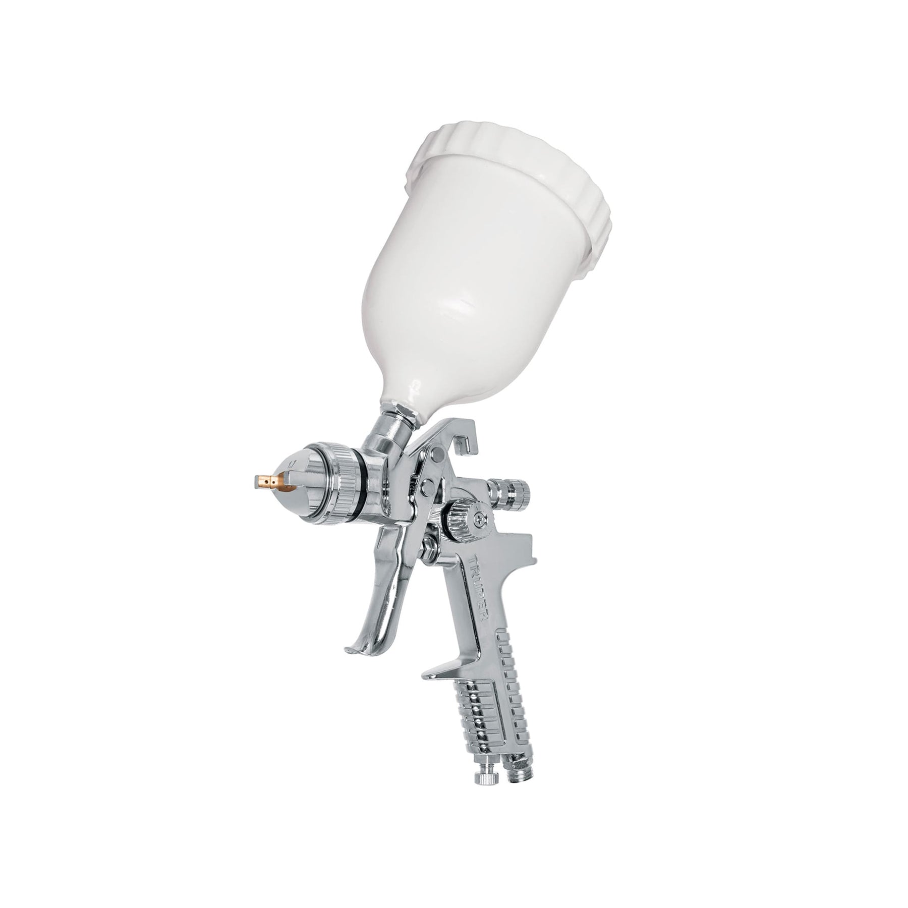 Pistola p/pintar gravedad HVLP vaso plastico, 1.7 mm, Truper