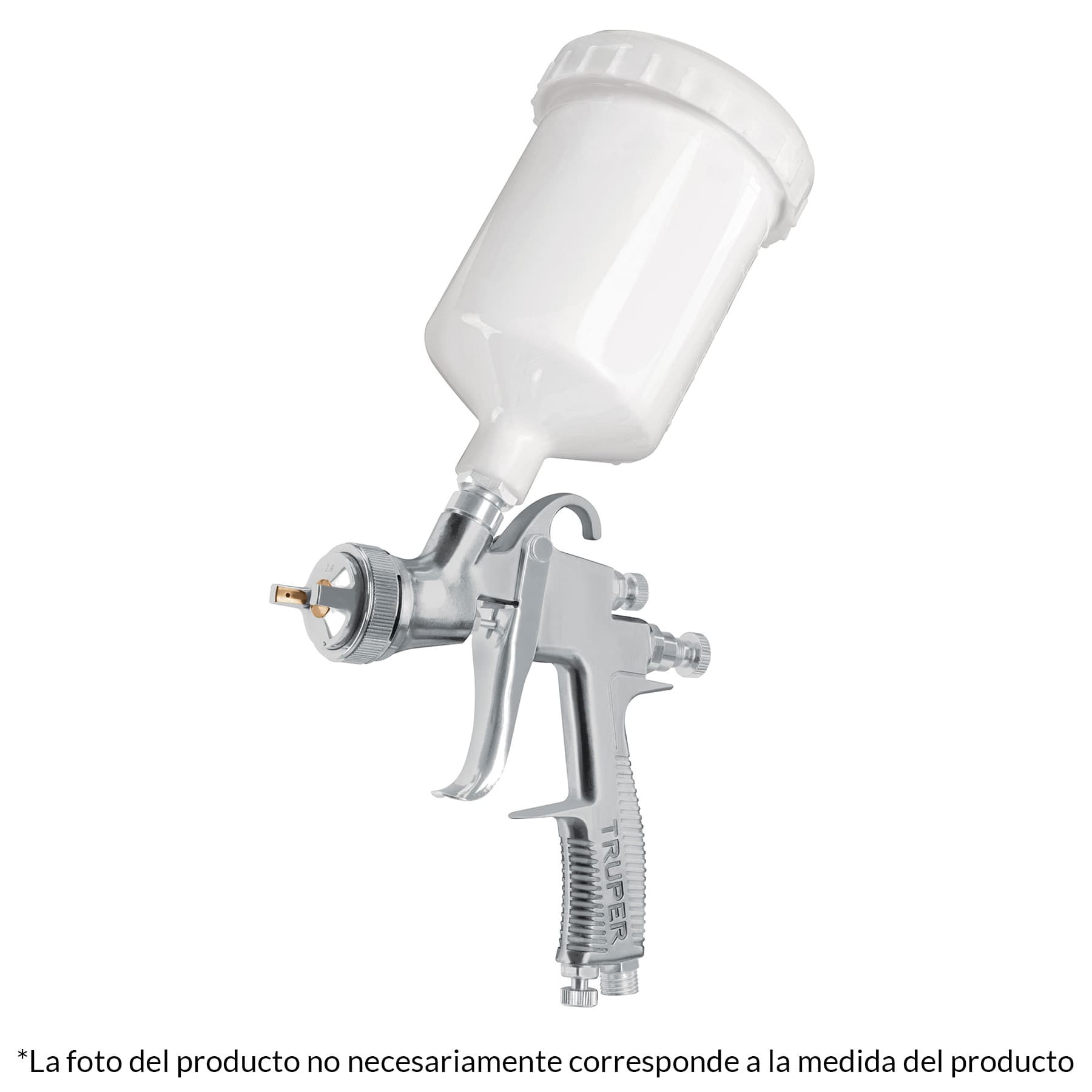 Pistola p/pintar gravedad LVLP vaso plastico, 2 mm, Truper