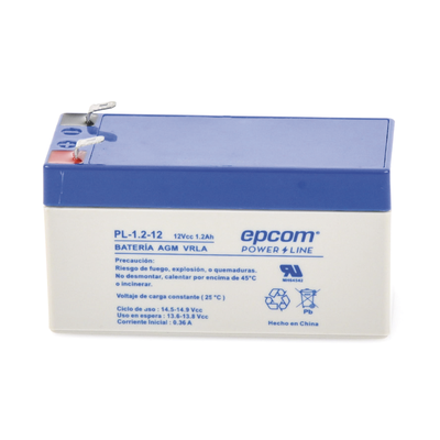 EPCOM POWERLINE - Batería 12 Vcc / 1.2 Ah / UL / Tecnología AGM-VRLA / Para uso en equipo electrónico Alarmas de intrusión / Incendio/ Control de acceso / Video Vigilancia / Terminales F1 / Cargador recomendado CHR-80.