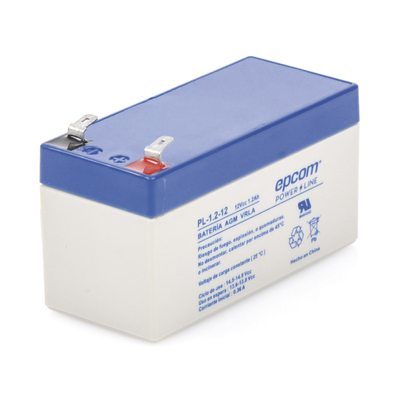 EPCOM POWERLINE - Batería 12 Vcc / 1.2 Ah / UL / Tecnología AGM-VRLA / Para uso en equipo electrónico Alarmas de intrusión / Incendio/ Control de acceso / Video Vigilancia / Terminales F1 / Cargador recomendado CHR-80.
