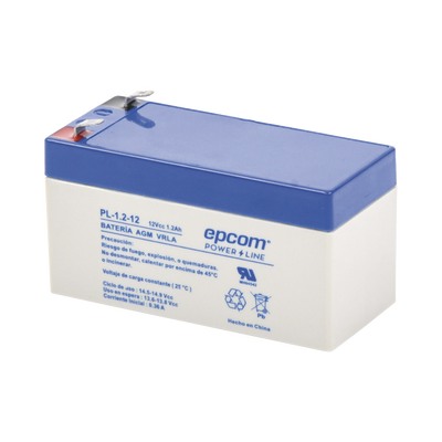 EPCOM POWERLINE - Batería 12 Vcc / 1.2 Ah / UL / Tecnología AGM-VRLA / Para uso en equipo electrónico Alarmas de intrusión / Incendio/ Control de acceso / Video Vigilancia / Terminales F1 / Cargador recomendado CHR-80.