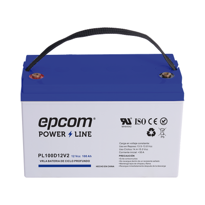 EPCOM POWERLINE - Batería 12 Vcc / 100 Ah / UL / Tecnología AGM-VRLA / CICLO PROFUNDO / Para uso en aplicaciones fotovoltaicas y de emergencia  / Terminales T4