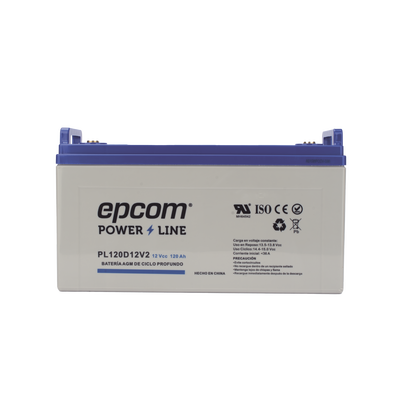 EPCOM POWERLINE - Batería 12 Vcc / 120 Ah / UL / Tecnología AGM-VRLA / CICLO PROFUNDO / Para uso en aplicaciones fotovoltaicas y de emergencia  / Terminales T4