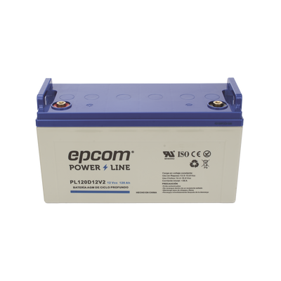 EPCOM POWERLINE - Batería 12 Vcc / 120 Ah / UL / Tecnología AGM-VRLA / CICLO PROFUNDO / Para uso en aplicaciones fotovoltaicas y de emergencia  / Terminales T4