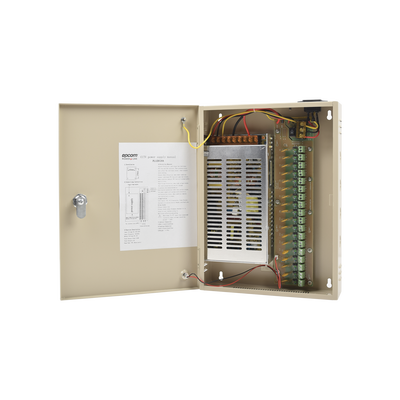 EPCOM POWERLINE - Fuente de alimentación para 12 Vcc, 20 A, 18 salidas; Voltaje de entrada : 100-240 Vca, con capacidad de respaldo, requiere batería