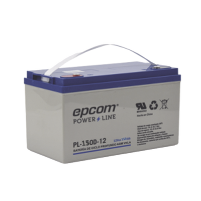 EPCOM POWERLINE - Batería Ciclo Profundo 12V, 150 Ah / AGM-VRLA / Uso en Aplicación Fotovoltaica /Terminales Tipo Tornillo HEX M6