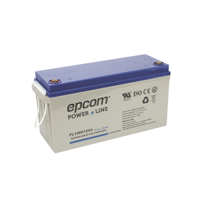 EPCOM POWERLINE - Batería 12 Vcc / 150 Ah / UL / Tecnología AGM-VRLA / CICLO PROFUNDO / Uso en aplicación fotovoltaica / terminales T5