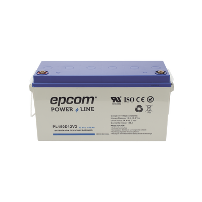 EPCOM POWERLINE - Batería 12 Vcc / 150 Ah / UL / Tecnología AGM-VRLA / CICLO PROFUNDO / Uso en aplicación fotovoltaica / terminales T5