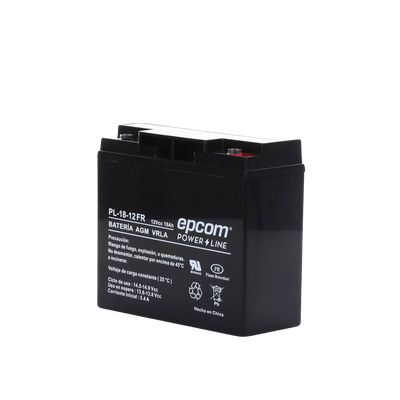 EPCOM POWERLINE - Batería 12 Vcc / 18 Ah / UL / AGM-VRLA / Retardante a la flama / Para uso en equipo electrónico,Alarmas de intrusión / Incendio/ Control de acceso / Video Vigilancia / Terminales tipo M5 ( HEX ) / Cargador recomendado CHR-80.