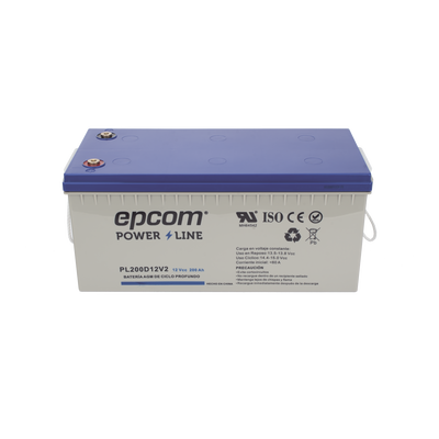 EPCOM POWERLINE - Batería 12 Vcc / 200 Ah / UL / Tecnología AGM-VRLA / Ciclo profundo / Para uso en aplicaciones fotovoltaicas y de emergencia  / Terminales T5