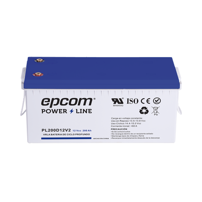 EPCOM POWERLINE - Batería 12 Vcc / 200 Ah / UL / Tecnología AGM-VRLA / Ciclo profundo / Para uso en aplicaciones fotovoltaicas y de emergencia  / Terminales T5