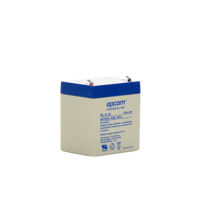 EPCOM POWERLINE - Batería 12 Vcc / 5 Ah / UL / Tecnología AGM-VRLA / Para uso en equipo electrónico Alarmas de intrusión / Incendio/ Control de acceso / Video Vigilancia / Terminales F1 / Cargador recomendado CHR-80.