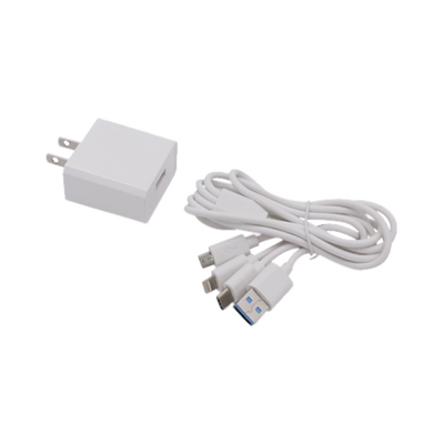 EPCOM POWERLINE - Cargador de pared USB de 5 Vcc 2A / Multi-puertos / USB-C / Micro USB / Tipo C / Lightning (iPhone) / Extensión de cable 1.2 metros