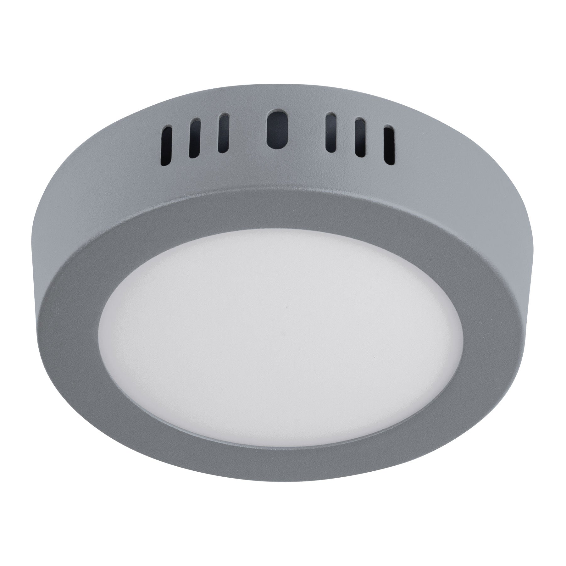 Luminario LED tipo plafon 6 W, redondo, luz de dia, gris