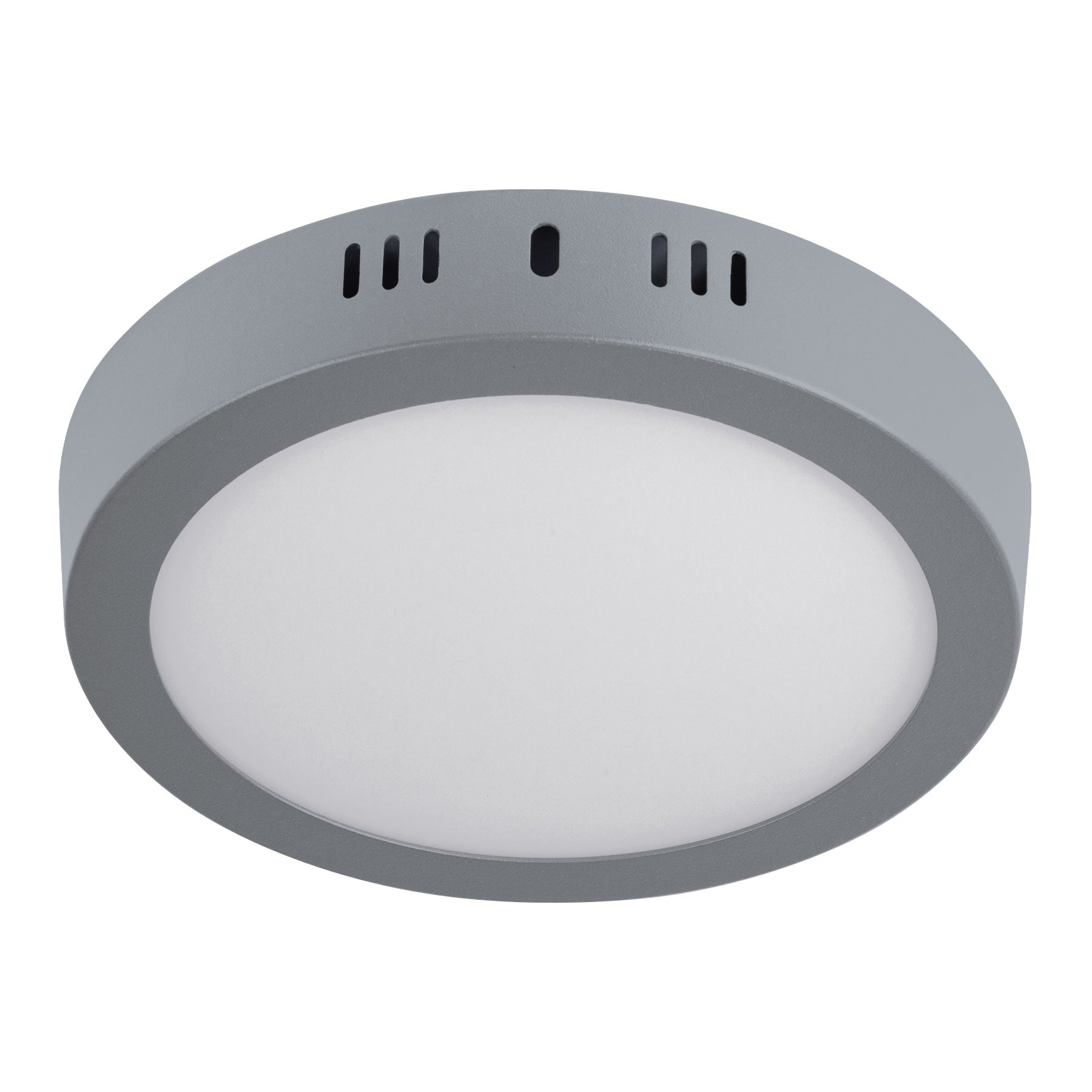 Luminario LED tipo plafon 12 W, redondo, luz de dia, gris