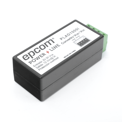 EPCOM POWERLINE - (2 en 1) Convertidor de Energía 24 Vca a 12 Vcc (CA a CD) y Filtro Contra Ruido para Cámaras / Voltaje de Entrada 20~30 Vca / Salida 12Vcc @ 1 A / ENVIO DE ENERGIA A LARGAS DISTANCIAS / Terminales Tipo Tornillo.