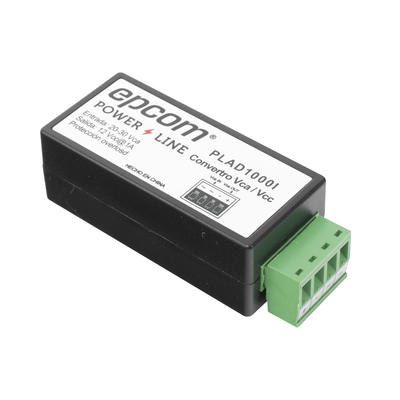 EPCOM POWERLINE - (2 en 1) Convertidor de Energía 24 Vca a 12 Vcc (CA a CD) y Filtro Contra Ruido para Cámaras / Voltaje de Entrada 20~30 Vca / Salida 12Vcc @ 1 A / ENVIO DE ENERGIA A LARGAS DISTANCIAS / Terminales Tipo Tornillo.