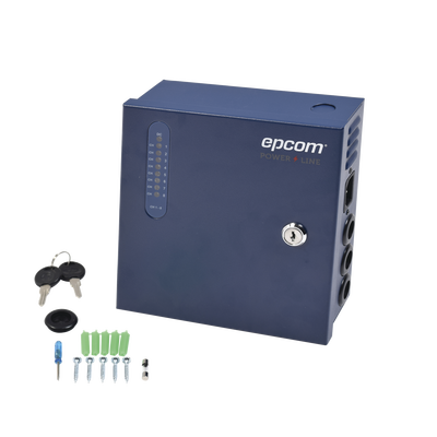 EPCOM POWERLINE - Fuente de alimentación profesional de 12-15 Vcc @ 8 Amper ; para 8 cámaras, voltaje de entrada : 96-264 Vca