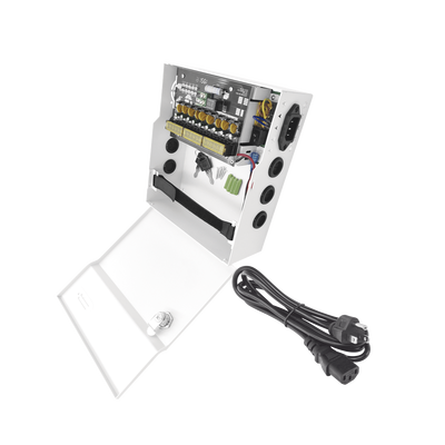 EPCOM POWERLINE -  Fuente de Poder con ajuste de voltaje de 11- 15 Vcc / 10 A / 9 Salidas / Capacidad de Batería de Respaldo / Requiere Batería / Voltaje de Entrada 96-264 Vca
