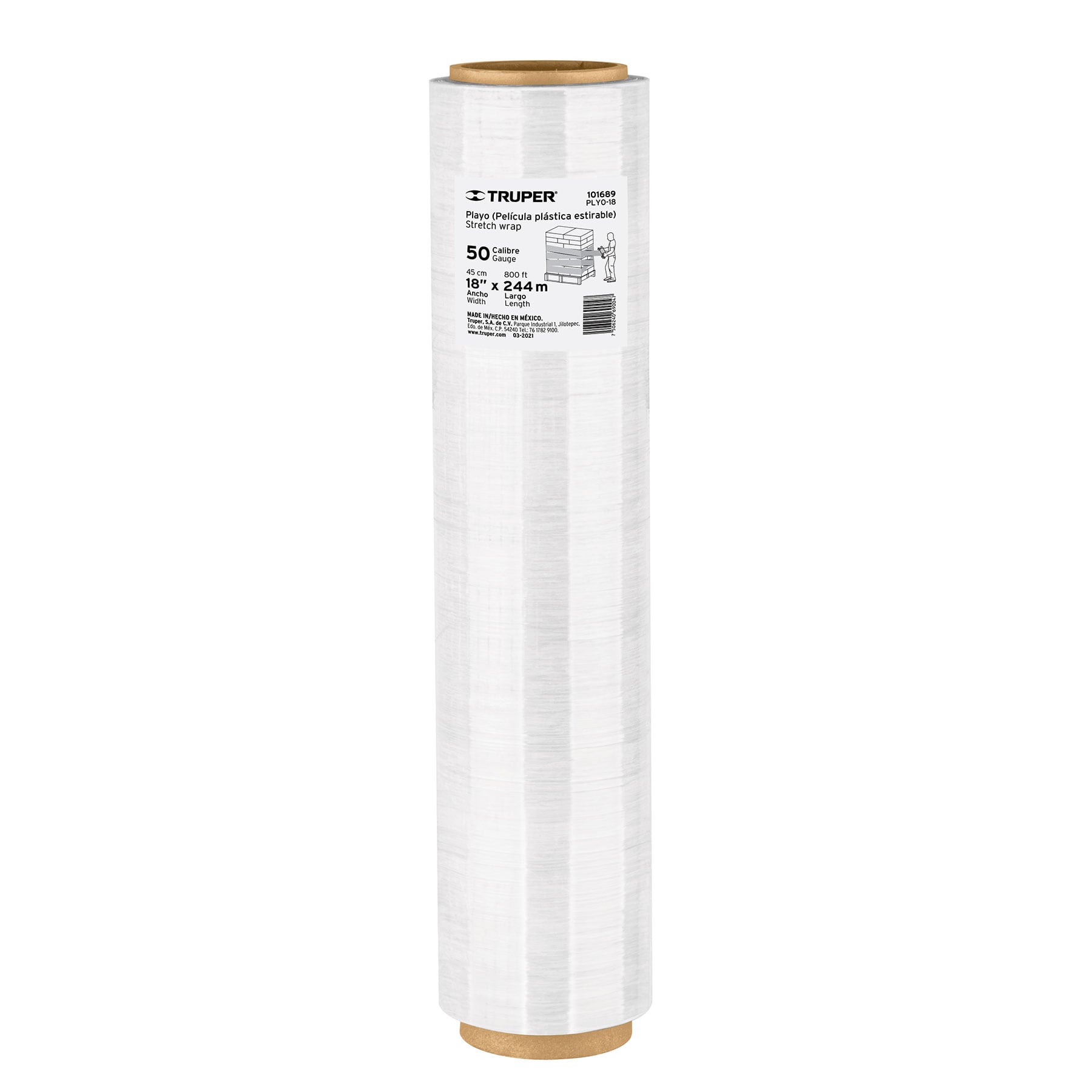 Rollo de 244m pelicula plastica transparente playo 18' cal50