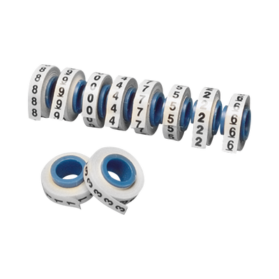 PANDUIT - 10 Rollos de Etiquetas Marcadoras, Pre-Impresos con los Números 0-9, de 2.4 Metros (7.87 Pies), Color Blanco