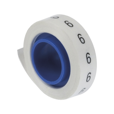 PANDUIT - Rollo de Etiquetas Marcadoras, Pre-Impresos con el Número 6, de 2.4 Metros (7.87 Pies), Color Blanco