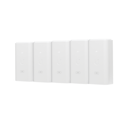UBIQUITI - 5 Unidades del Adaptador PoE Ubiquiti de 24 VDC, 0.5 A con puerto Gigabit, color blanco
