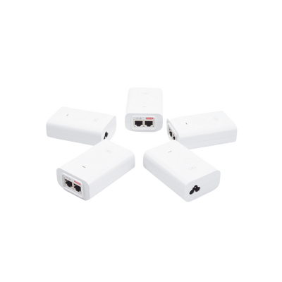UBIQUITI - 5 Unidades del Adaptador PoE Ubiquiti de 24 VDC, 1.0 A con puerto Gigabit, color blanco