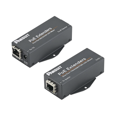 PANDUIT - Kit de Extensor PoE/PoE+, Hasta 610 Metros (2000 ft) con Cable Cat5e o Cat6, 10/100Mbps, Incluye Transmisor, Receptor y Fuente de Alimentación