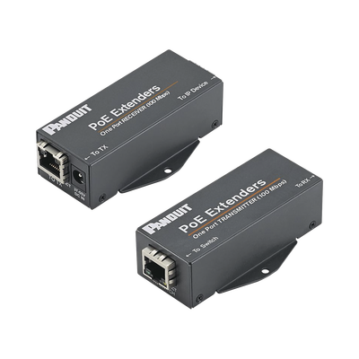 PANDUIT - Kit de Extensor PoE/PoE+, Hasta 610 Metros (2000 ft) con Cable Cat5e o Cat6, 10/100Mbps, Incluye Transmisor, Receptor y Fuente de Alimentación