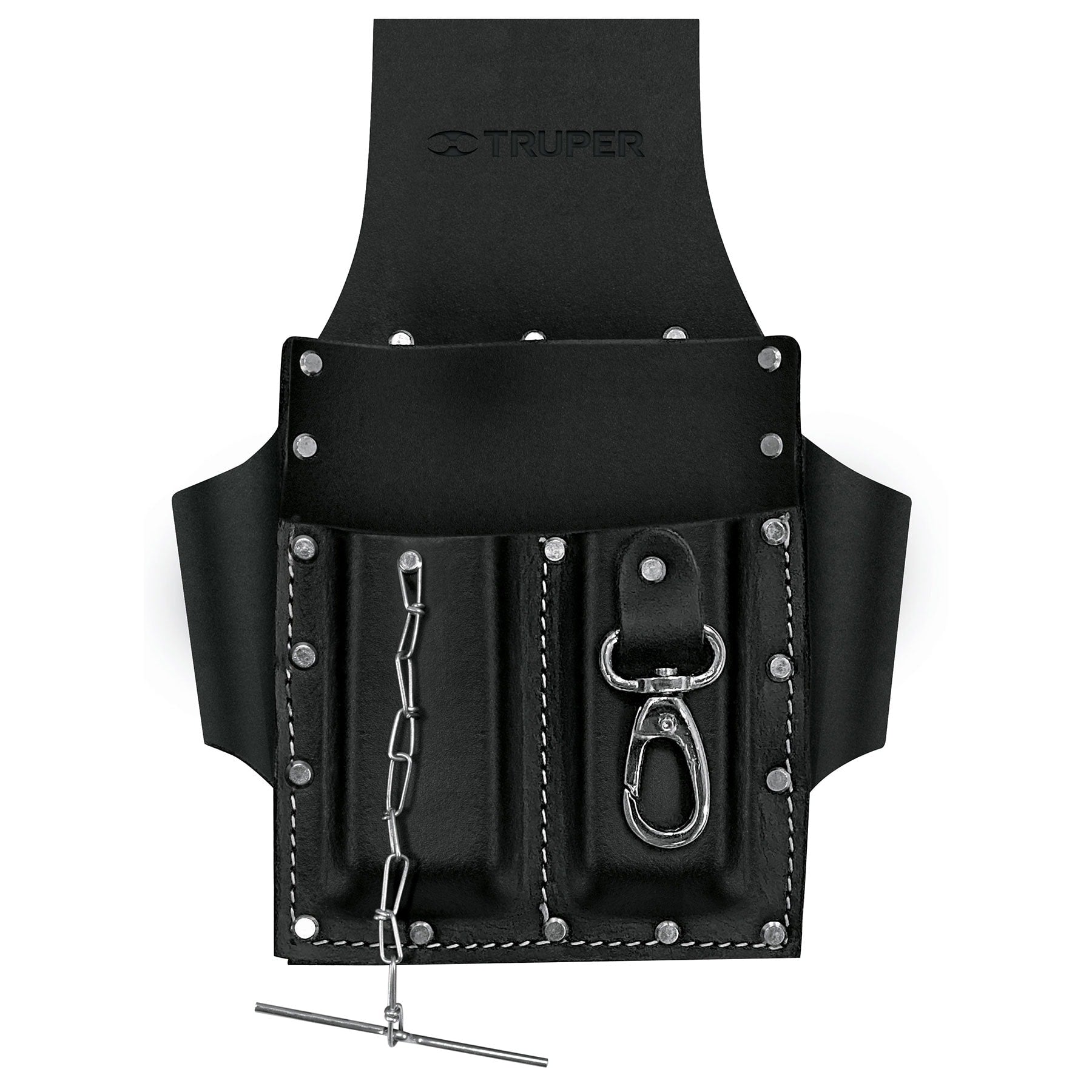 Porta herramientas grande de cuero, 7 compartimentos, Truper
