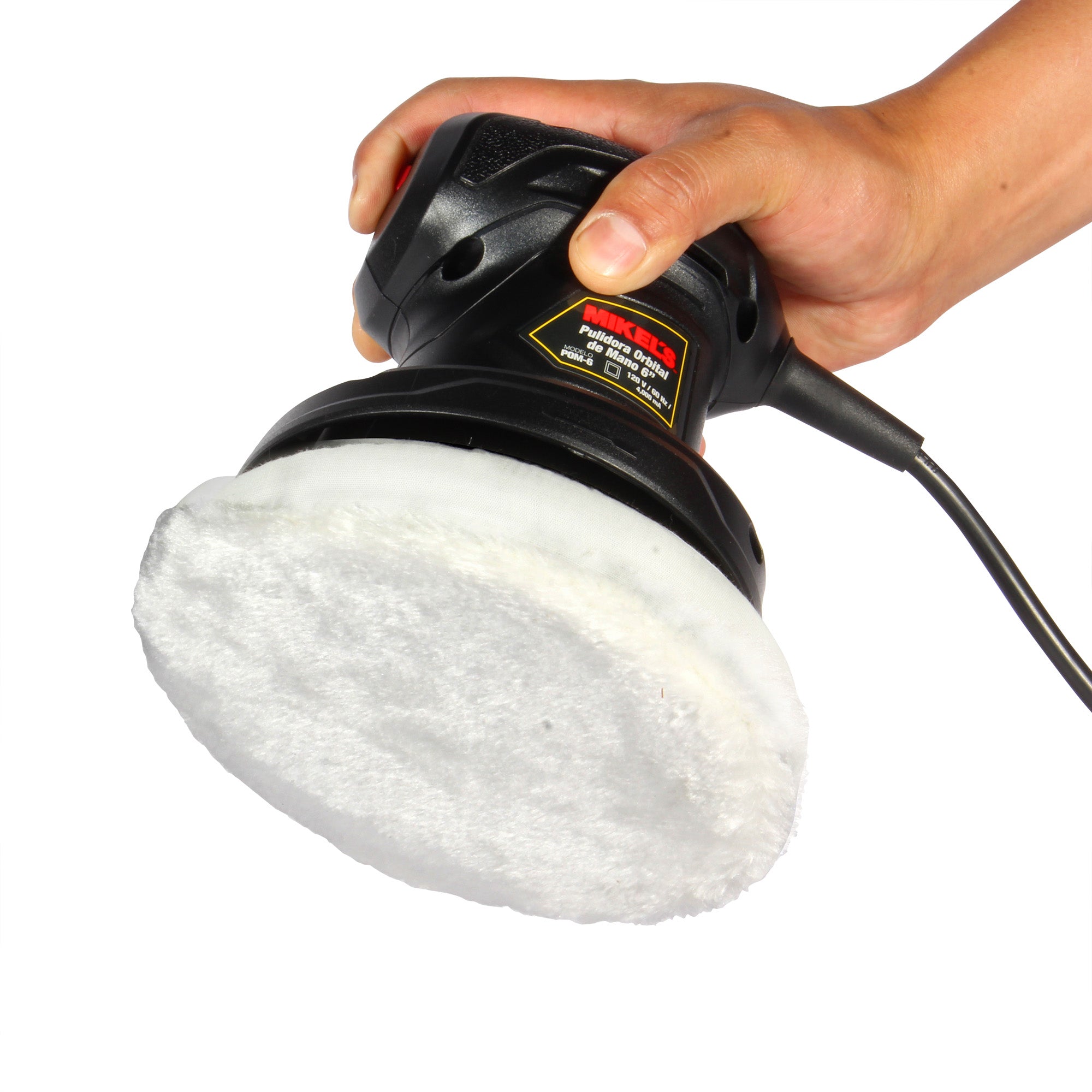 Pulidora orbital a una mano (6”, 3800 RPM)