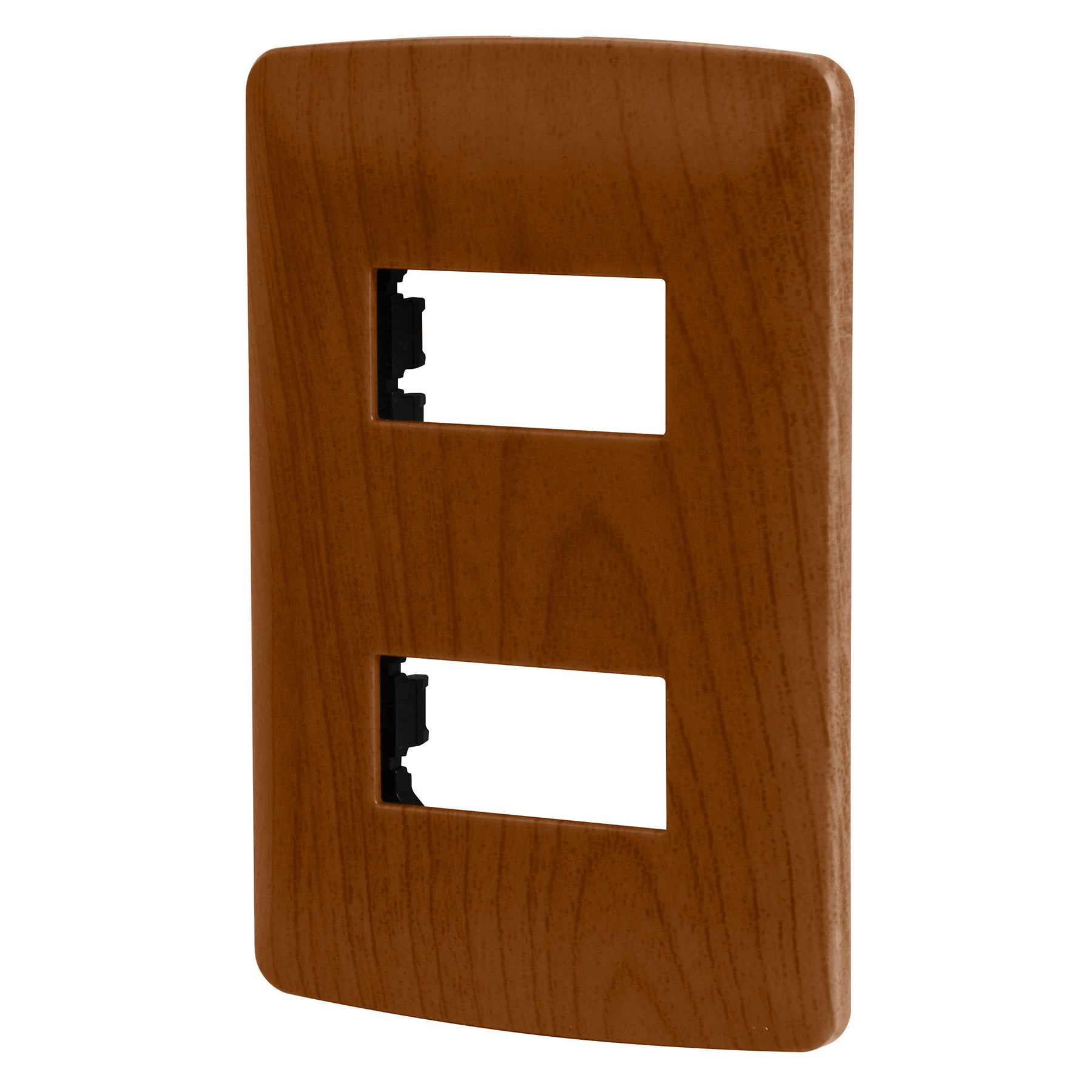 Placa 2 modulos de ABS, linea Italiana, acabado madera