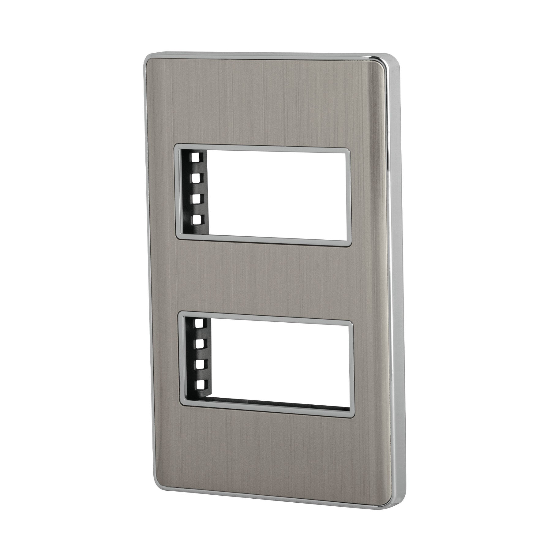 Placa de acero inox con 2 ventanas 1 modulo, linea Lisboa