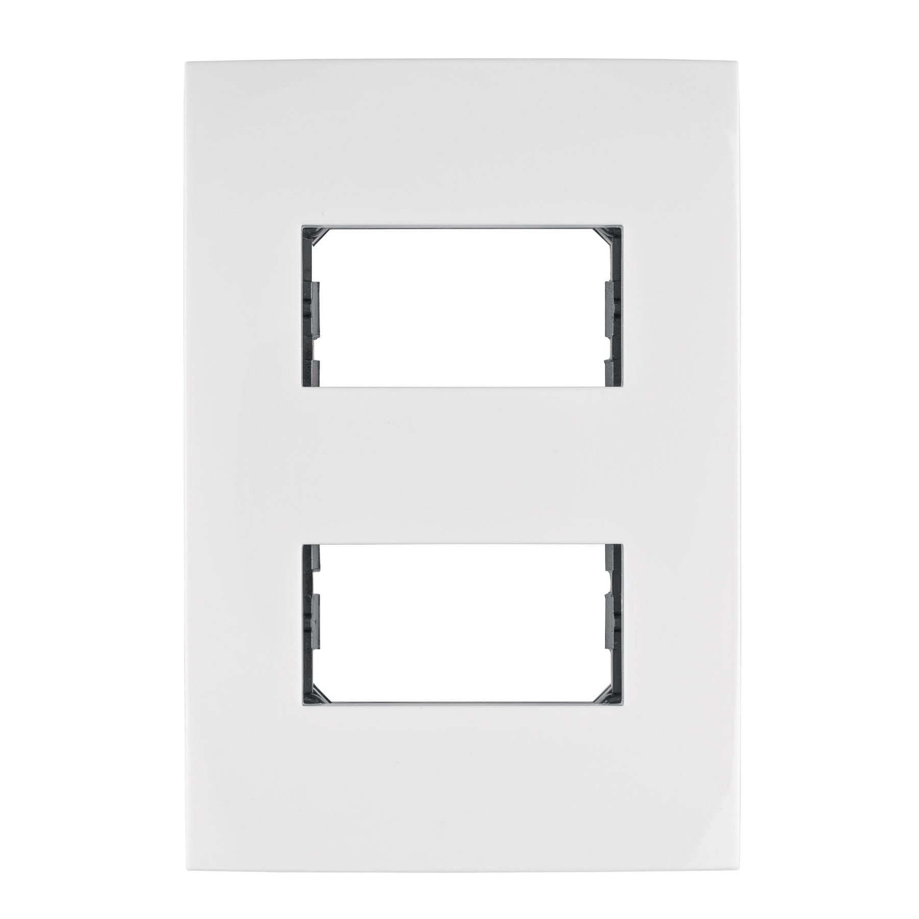 Placa 2 modulos de ABS, linea Oslo, color blanco, Volteck