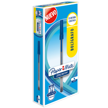 PAPERMATTE - Bolígrafo Papermate Kilometrico Económico Color Azul C/12 Pzas