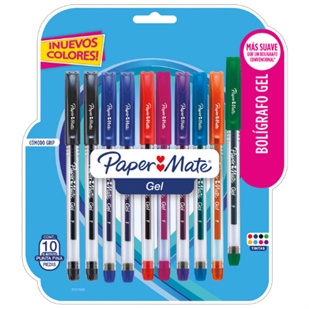 PAPERMATTE - Bolígrafo Papermate Gel Económico Colores Surtidos Blister C/10 Pzas