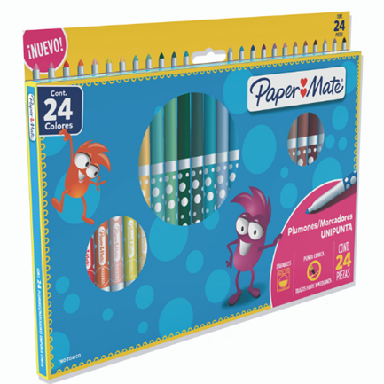 PAPERMATTE - Plumones Papermate Unipunta Colores Surtidos C/24 Pzas