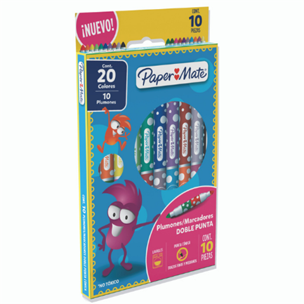 PAPERMATTE - Plumones Papermate Doble Punta Colores Surtidos C/10x20