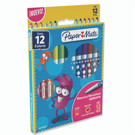 PAPERMATTE - Plumones Papermate Unipunta Colores Surtidos C/12 Pzas