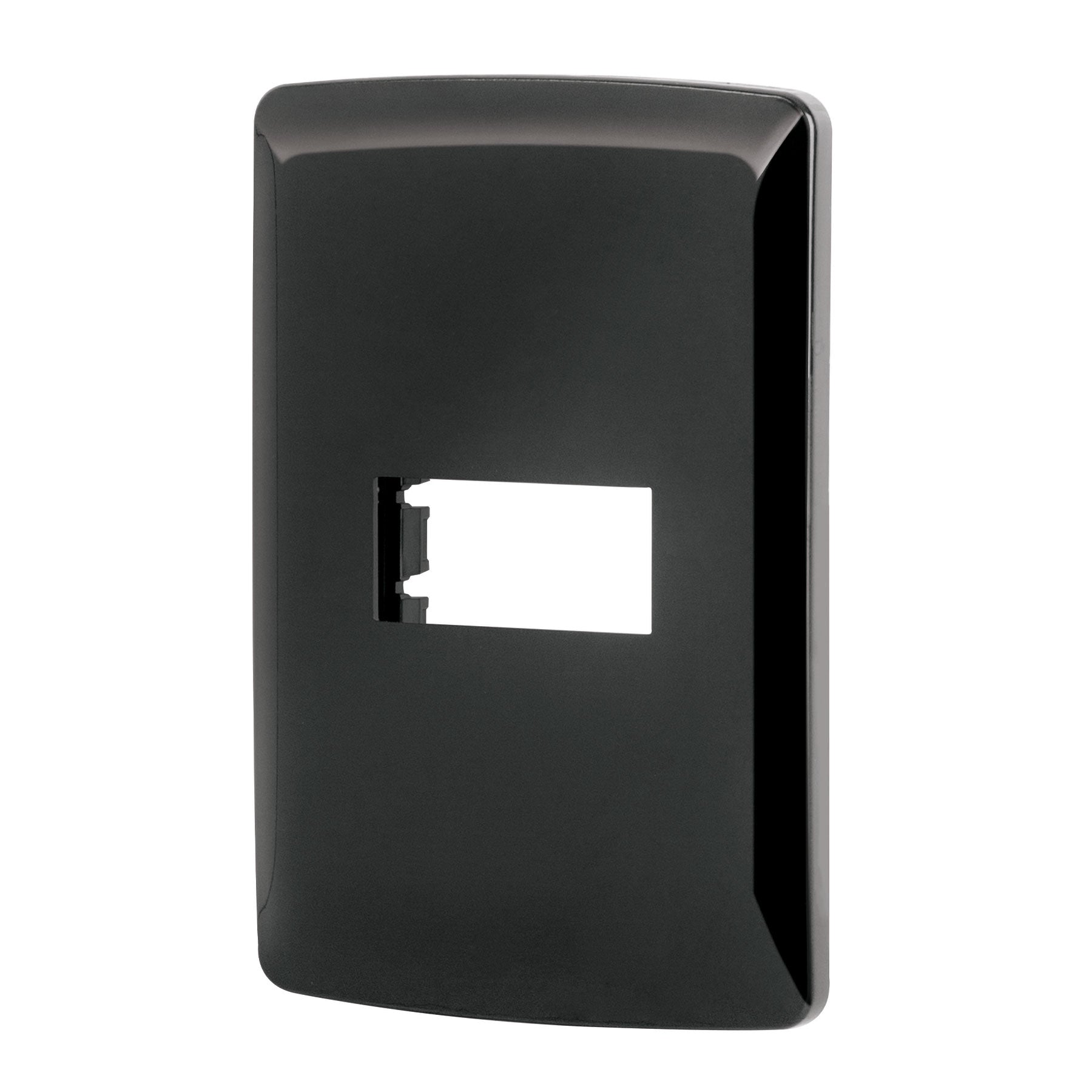 Placa 1 modulo, Italiana, color negro, Volteck