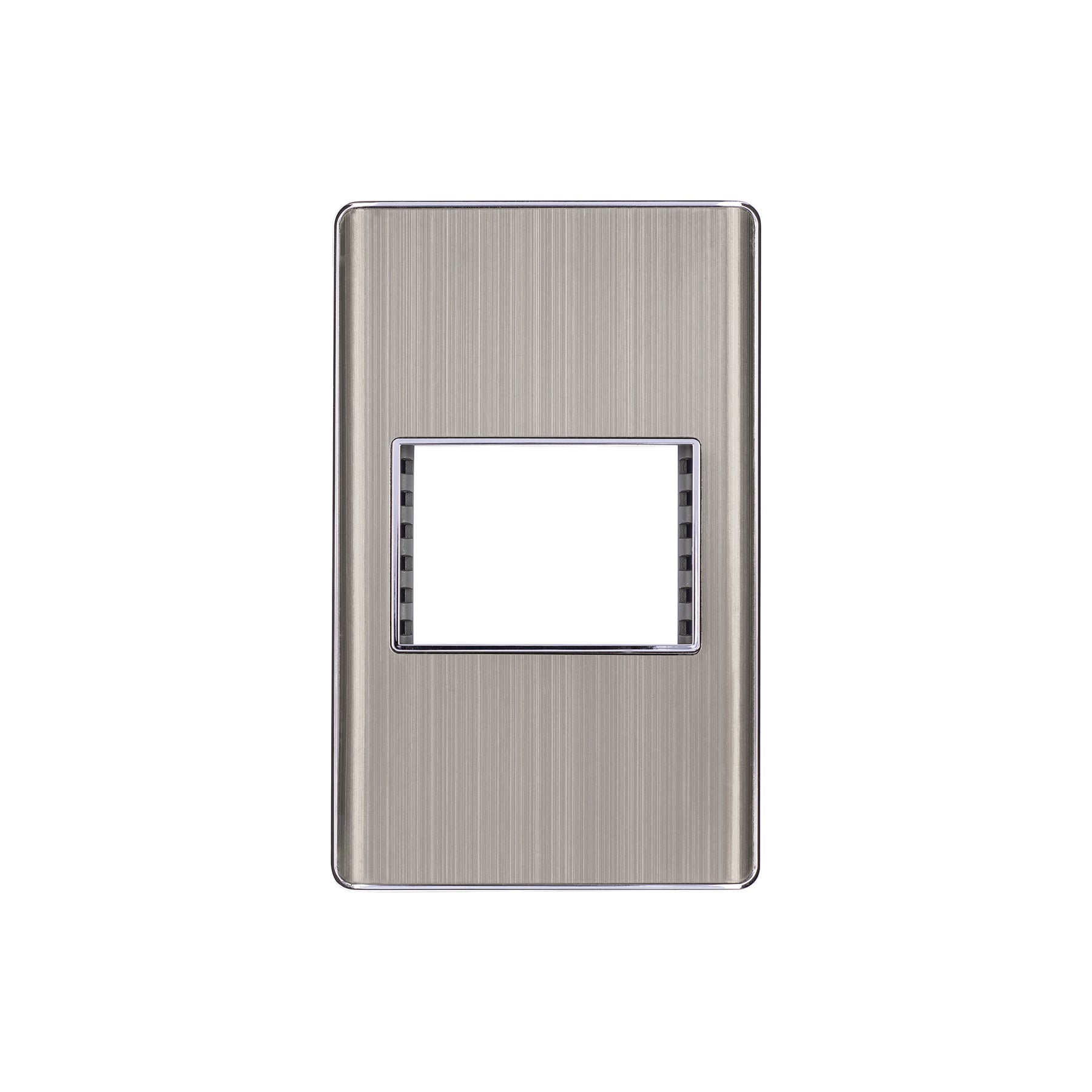 Placa de acero inox con 1 ventana 1.5 modulos, linea Lisboa