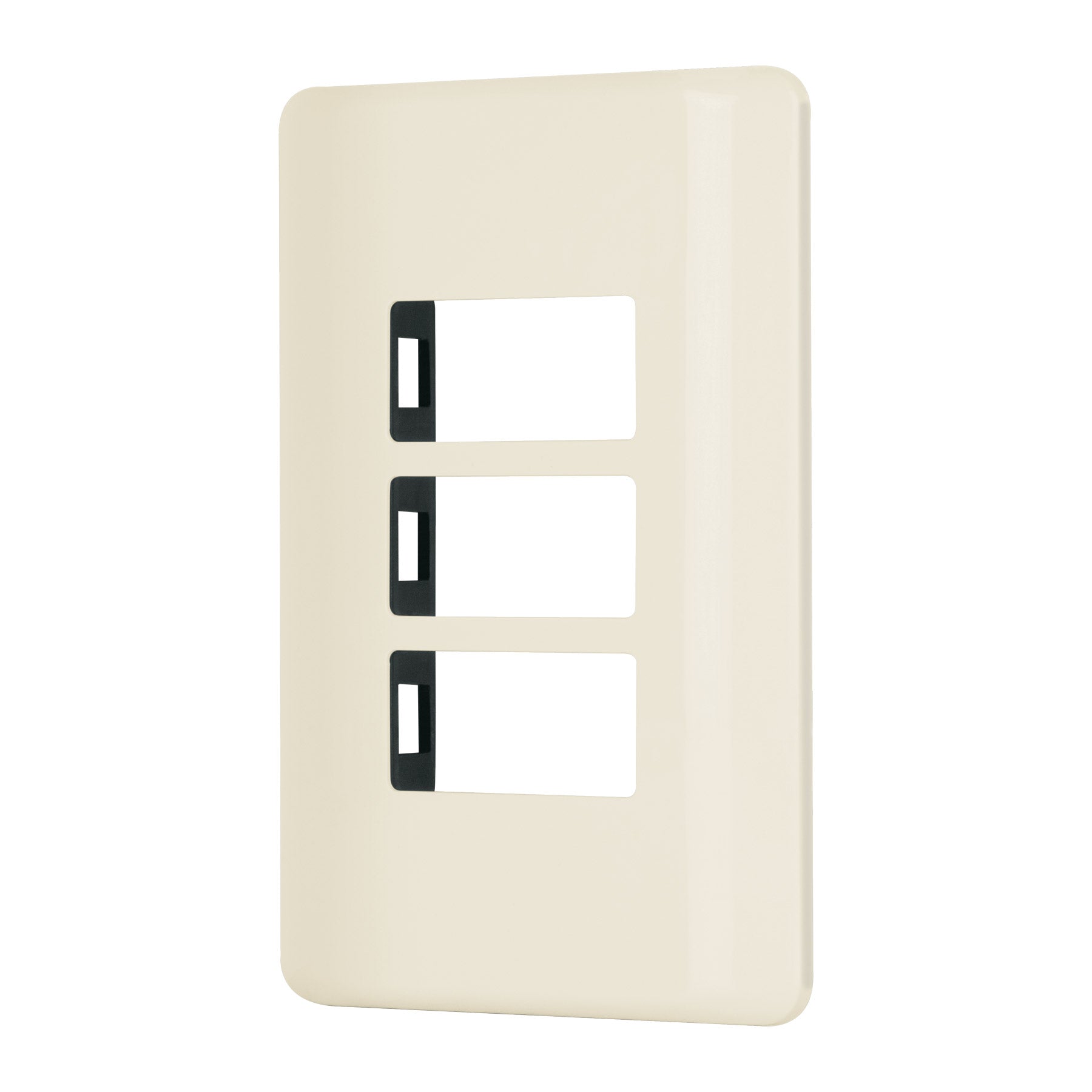 Placa 3 modulos, marfil, linea Volteck Basic